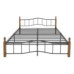 Krevat Queen size Faryn, dru ngjyrë arre-metal i zi 150x190cm - Image 3