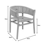 Karrige Kajone, skelet druri tik në nuancë natyrale dhe litar krem 62x55x75cm - Image 6