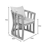 Karrige Morani, skeleti prej druri tik dhe stof në ngjyrë natyrale, 61x66x75cm - Image 6