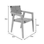 Karrige Salama, skelet prej druri tik në nuancë natyrale dhe litar krem i zi, 57x60x85cm - Image 6