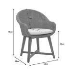 Karrige Solso, skelet alumini me këmbë dru tik në nuancë natyrale dhe jastëk krem 62x58x78cm - Image 7