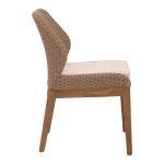 Karrige Swinton, skelet alumini, këmbë druri tik në nuancë natyrale dhe stof krem 53x63x86cm - Image 3