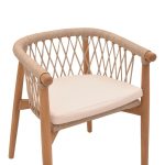 Karrige Abby, skelet druri tik në nuancë natyrale dhe jastëk krem 60x58x78cm - Image 6