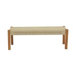 Stol Uma  dru tik dhe litar ne nuance natyrale 120x45x40cm - Image 2