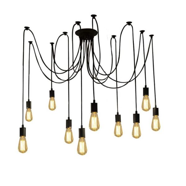 Llambë tavani me shumë drita Merdine, metal e zezë-xham