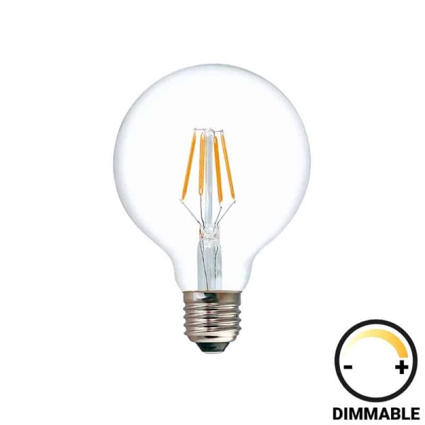 Llamba LED G95 Bulb, e errësueshme 4W E27 200-220V, transparente