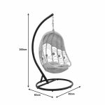 Luhatëse Labreone, PE ratan natyral-metal i zi-jastëkë bezhë 82x82x200cm - Image 6