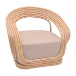 Karrige Radictive, PE ratan në ngjyrë natyrale me jastëk bezhë 88x57x73cm - Image 6