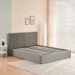 Krevat dopio me hapësirë ​​ruajtëse Zamblene  gri kadife 160x200cm - Image 2