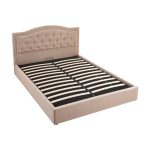 Krevat çift me hapësirë magazinimi Majore, stof bezhë 160x200cm - Image 4