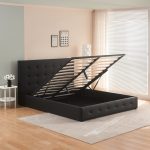 Krevat çift me hapësirë magazinimi Cankere, PU ngjyrë e zezë 160x200cm - Image 3