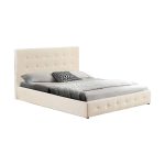 Krevat çift me hapësirë magazinimi Cankere, PU ngjyrë krem 160x200cm