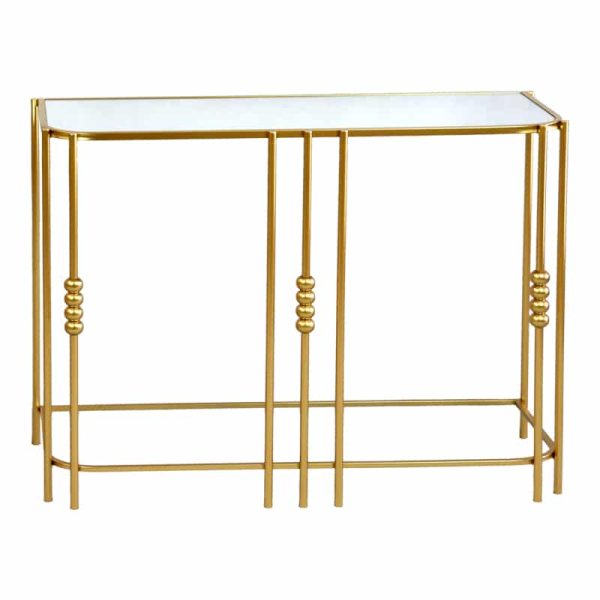 Konsolë Emiliane Inart, metal ari-xham pasqyrë 90x32x77cm