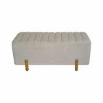 Komplet stoli me trungun Daph Inart prej 2 pëlhurash kadife në nuancë bezhë dhe të bardhë - Image 2