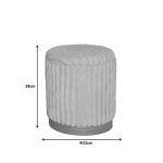 Tabure Poofy Inart, set me 2 copë, stof boucle në nuancë gri dhe të bardhë - Image 5