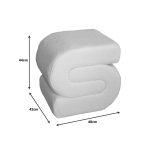 Tabure Escargot Inart, stof teddy në nuancë të bardhë 48x42x44cm - Image 4