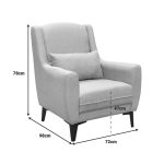 Fotele Medea, stof në nuancë të bardhë 72x98x78cm - Image 6