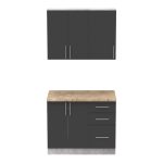 Mobilje të kuzhinës Festa I, melamine në gri të errët dhe ngjyrë sonoma 100x60x85cm - Image 4