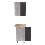 Mobilje të kuzhinës Festa I, melamine në gri të errët dhe ngjyrë sonoma 100x60x85cm - Image 6