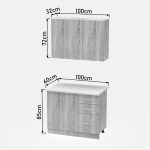 Mobilje të kuzhinës Festa I, melamine në gri të errët dhe ngjyrë sonoma 100x60x85cm - Image 7