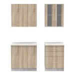 Mobilje të kuzhinës Festa II, melamine në ngjyrë sonoma 140x60x85cm - Image 4