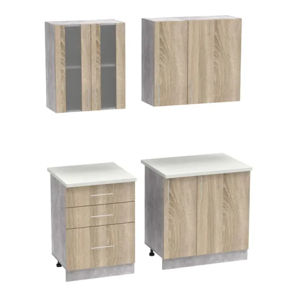 Mobilje të kuzhinës Festa II, melamine në ngjyrë sonoma 140x60x85cm