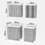 Mobilje të kuzhinës Festa II, melamine në ngjyrë sonoma 140x60x85cm - Image 7