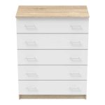 Komoda Kofre  melamine ne ngjyre sonoma-bardhe 80x45x104cm - Image 2